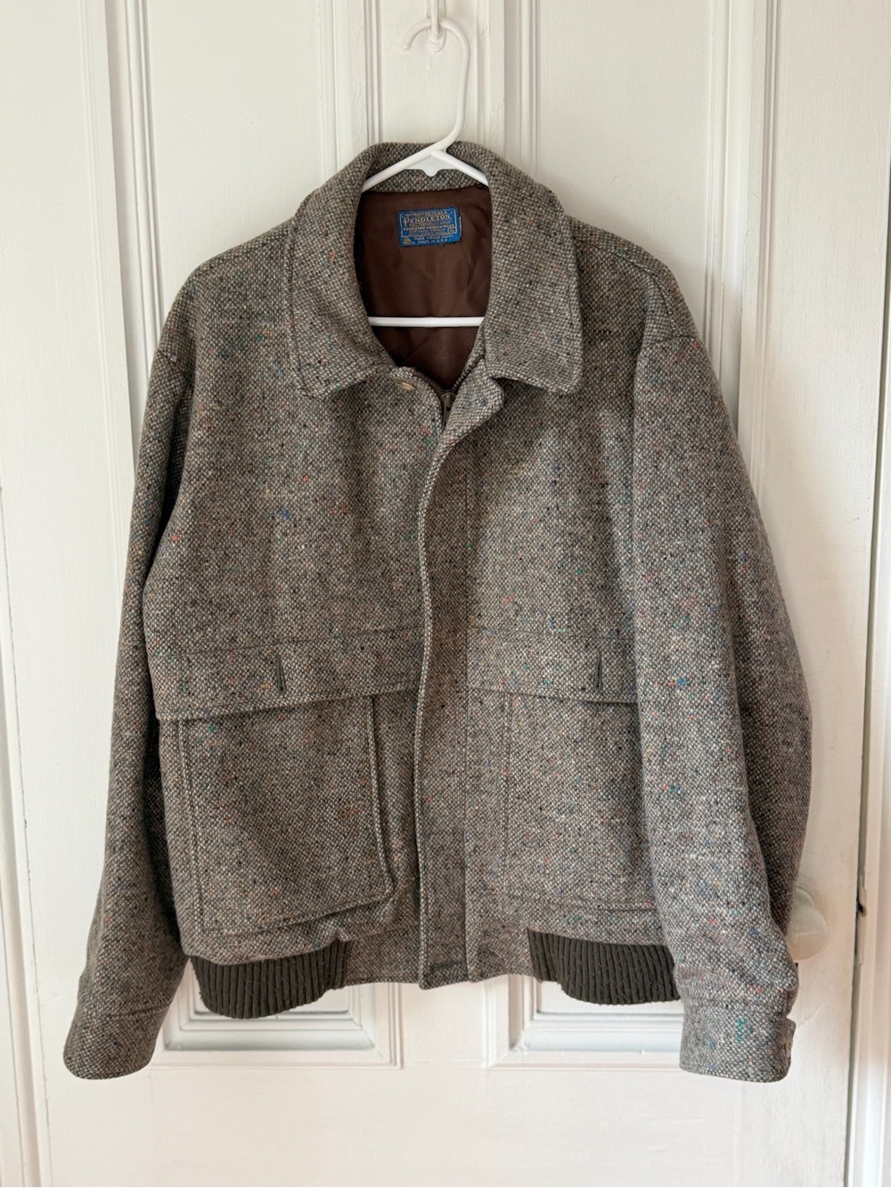 Men’s Vintage Pendleton Tweed Wool Zip Front Lined Bomber Jacket XL